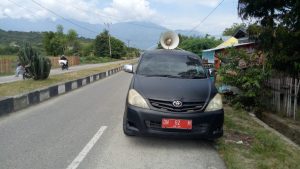 Gunakan Mobil Pengeras Suara, Kominfo Sigi Kembali Sosialisasikan Bahaya Covid-19