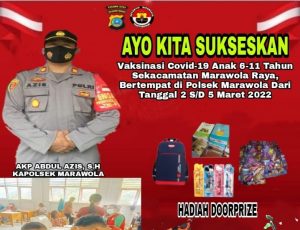 Giat Vaksinasi Anak Hadiah Doorprize Usai, Kapolsek Marawola : Masih Ada Season Berikutnya